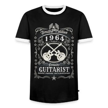 Vintage 1964 guitariste anniversaire cadeau hobby - T-shirt contrasté Homme - noir/blanc - Devant - AI Model Female 172 light (172cm) & AI Model Male 178 light (178cm)