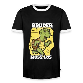 Bruder muss los - Männer Kontrast-T-Shirt - Schwarz/Weiß - Vorne - AI Model Female 172 light (172cm) & AI Model Male 178 light (178cm)