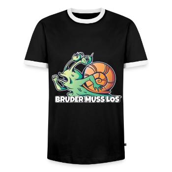 Bruder muss los - Männer Kontrast-T-Shirt - Schwarz/Weiß - Vorne - AI Model Female 172 light (172cm) & AI Model Male 178 light (178cm)