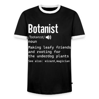 Botanist Definition for Science Nerdy Biologist - Men's Ringer Shirt - black/white - Front - AI Model Female 172 light (172cm) & AI Model Male 178 light (178cm)