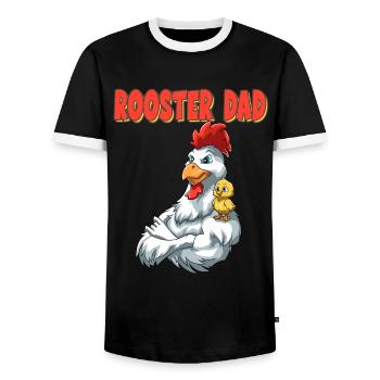 Hahn Papa mit Küken Kind - Männer Kontrast-T-Shirt - Schwarz/Weiß - Vorne - AI Model Female 172 light (172cm) & AI Model Male 178 light (178cm)