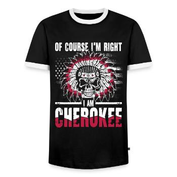 Of Course I'm Right I Am Cherokee für - Männer Kontrast-T-Shirt - Schwarz/Weiß - Vorne - AI Model Female 172 light (172cm) & AI Model Male 178 light (178cm)