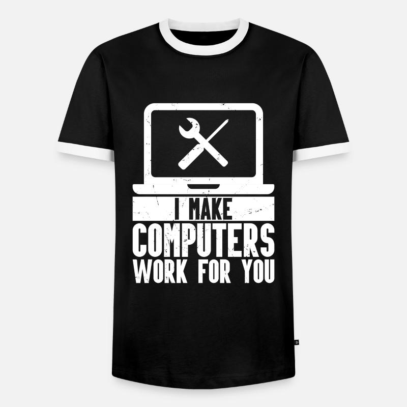 Computerreparaturtechnologie -Support -Technologie - Männer Kontrast-T-Shirt - Schwarz/Weiß