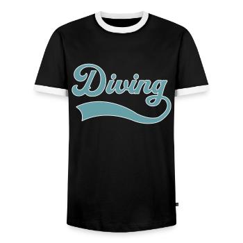 Tauchen Schriftzug - Männer Kontrast-T-Shirt - Schwarz/Weiß - Vorne - AI Model Female 172 light (172cm) & AI Model Male 178 light (178cm)