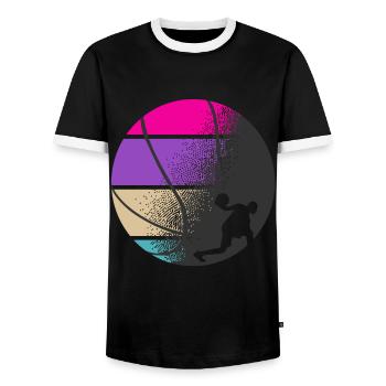 Basketball - BBall - Basket Ball - Basketballer - Männer Kontrast-T-Shirt - Schwarz/Weiß - Vorne - AI Model Female 172 light (172cm) & AI Model Male 178 light (178cm)