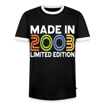 20e anniversaire Né en 2003 Fabriqué en 2003 - T-shirt contrasté Homme - noir/blanc - Devant - AI Model Female 172 light (172cm) & AI Model Male 178 light (178cm)