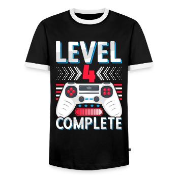 Primary school Graduation 4 class Primary school leaving certificate - Men's Ringer Shirt - black/white - Front - AI Model Female 172 light (172cm) & AI Model Male 178 light (178cm)
