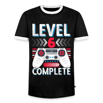 6th grade completed Realschule Gymnasium Gamer - Men's Ringer Shirt - black/white - Front - AI Model Female 172 light (172cm) & AI Model Male 178 light (178cm)