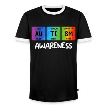 Autism Awareness Diversity and Awareness - Men's Ringer Shirt - black/white - Front - AI Model Female 172 light (172cm) & AI Model Male 178 light (178cm)