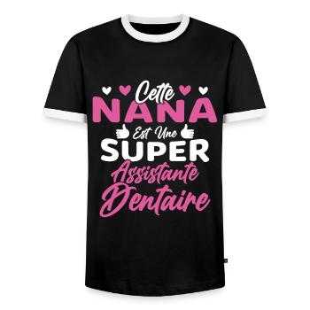 Cette Nana Est Une Super Assistante Dentaire - T-shirt contrasté Homme - noir/blanc - Devant - AI Model Female 172 light (172cm) & AI Model Male 178 light (178cm)