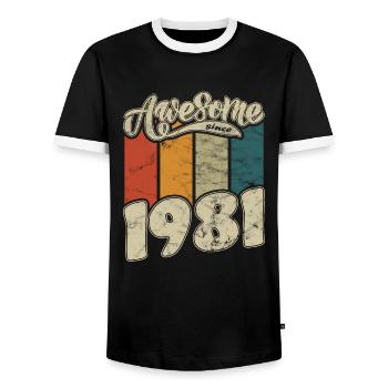 1981 Anniversaire génial depuis Retro - T-shirt contrasté Homme - noir/blanc - Devant - AI Model Female 172 light (172cm) & AI Model Male 178 light (178cm)