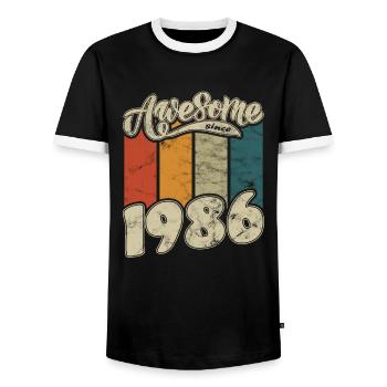 1986 Geburtstag Awesome since Retro - Männer Kontrast-T-Shirt - Schwarz/Weiß - Vorne - AI Model Female 172 light (172cm) & AI Model Male 178 light (178cm)