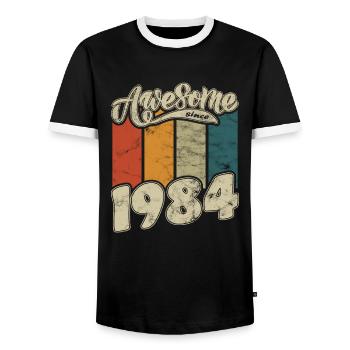 1984 Birthday Awesome since Retro - Men's Ringer Shirt - black/white - Front - AI Model Female 172 light (172cm) & AI Model Male 178 light (178cm)