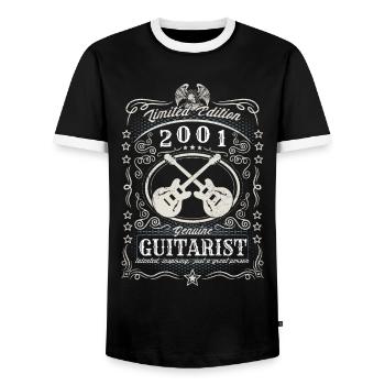Vintage 2001 Guitarist Geburtstag Geschenk Hobby - Männer Kontrast-T-Shirt - Schwarz/Weiß - Vorne - AI Model Female 172 light (172cm) & AI Model Male 178 light (178cm)