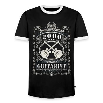 Vintage 2000 Guitariste Cadeau d’anniversaire Hobby - T-shirt contrasté Homme - noir/blanc - Devant - AI Model Female 172 light (172cm) & AI Model Male 178 light (178cm)