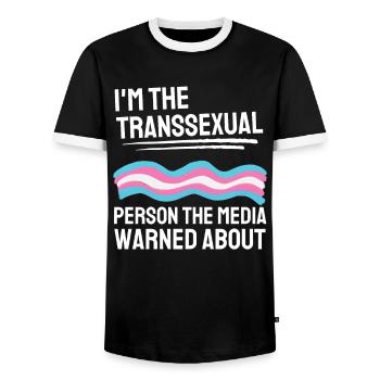 Transsexuell Gay Pride LGBTQ Geschenk Transgender - Männer Kontrast-T-Shirt - Schwarz/Weiß - Vorne - AI Model Female 172 light (172cm) & AI Model Male 178 light (178cm)