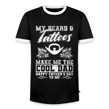 Mein Bart & Tattoos machen mich zum coolen Dad - Männer Kontrast-T-Shirt - Schwarz/Weiß - Vorne - AI Model Female 172 light (172cm) & AI Model Male 178 light (178cm)