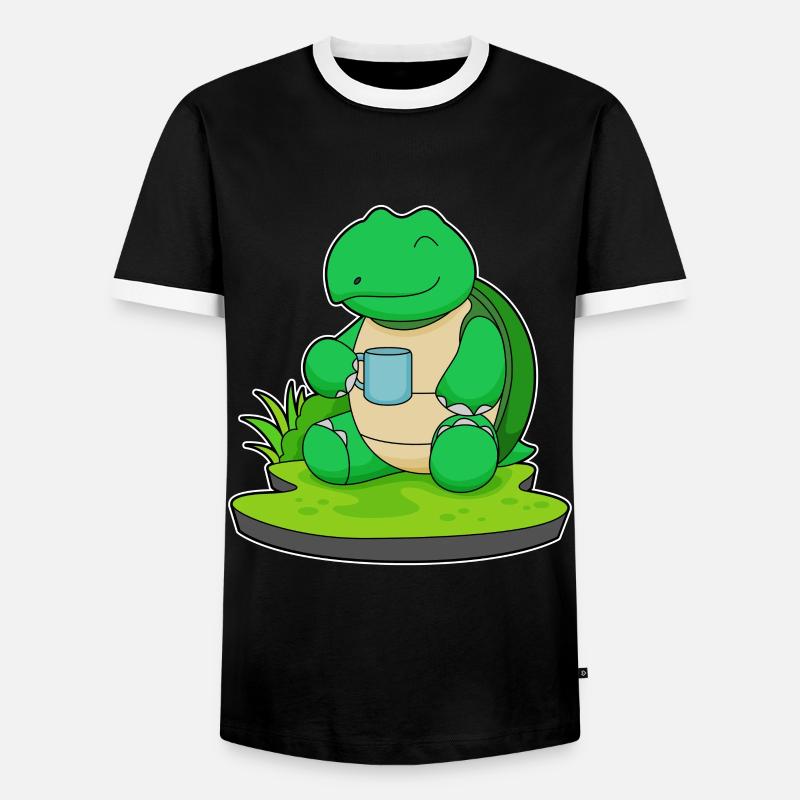 Turtle Mug Coffee - Men's Ringer Shirt - black/white