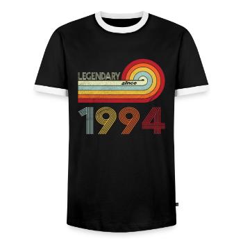 1994 Geburtstag Legendary since Vintage Rainbow - Männer Kontrast-T-Shirt - Schwarz/Weiß - Vorne - AI Model Female 172 light (172cm) & AI Model Male 178 light (178cm)