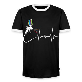 Car Painter Heartbeat For Car Painter - Men's Ringer Shirt - black/white - Front - AI Model Female 172 light (172cm) & AI Model Male 178 light (178cm)