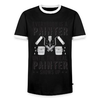 Everybody Is A Painter Until The Real Painter Show - Men's Ringer Shirt - black/white - Front - AI Model Female 172 light (172cm) & AI Model Male 178 light (178cm)