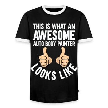 Voici à quoi ressemble un peintre de carrosserie de voiture génial li - T-shirt contrasté Homme - noir/blanc - Devant - AI Model Female 172 light (172cm) & AI Model Male 178 light (178cm)