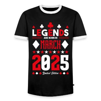 cadeau d'anniversaire Mars 2025. jeux de carte. - T-shirt contrasté Homme - noir/blanc - Devant - AI Model Female 172 light (172cm) & AI Model Male 178 light (178cm)