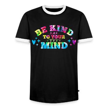 Soyez gentil avec votre Santé mentale - T-shirt contrasté Homme - noir/blanc - Devant - AI Model Female 172 light (172cm) & AI Model Male 178 light (178cm)