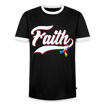 Autism Faith Consciousness Autistic - Men's Ringer Shirt - black/white - Front - AI Model Female 172 light (172cm) & AI Model Male 178 light (178cm)