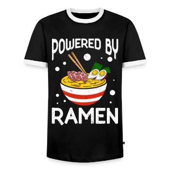 Ramen Noodle Soup Japanese Kawaii Gift Ramen - Men's Ringer Shirt - black/white - Front - AI Model Female 172 light (172cm) & AI Model Male 178 light (178cm)