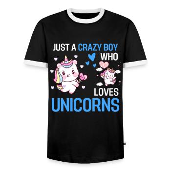 Fantasy Tierliebhaber Jungen Geschenk Einhorn - Männer Kontrast-T-Shirt - Schwarz/Weiß - Vorne - AI Model Female 172 light (172cm) & AI Model Male 178 light (178cm)