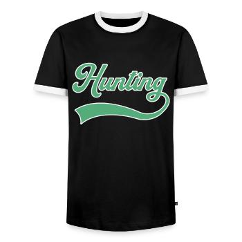 Jagd Schriftzug - Männer Kontrast-T-Shirt - Schwarz/Weiß - Vorne - AI Model Female 172 light (172cm) & AI Model Male 178 light (178cm)