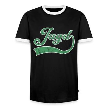 Jagd Schriftzug - Männer Kontrast-T-Shirt - Schwarz/Weiß - Vorne - AI Model Female 172 light (172cm) & AI Model Male 178 light (178cm)
