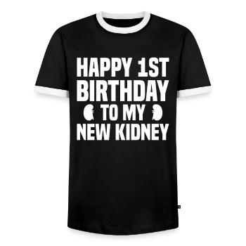 Kidney Organ Donor - Men's Ringer Shirt - black/white - Front - AI Model Female 172 light (172cm) & AI Model Male 178 light (178cm)