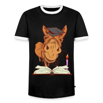 Donkey mule student nocturnal learning studies - Men's Ringer Shirt - black/white - Front - AI Model Female 172 light (172cm) & AI Model Male 178 light (178cm)