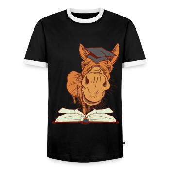 Donkey mule enrollment first grader clever - Men's Ringer Shirt - black/white - Front - AI Model Female 172 light (172cm) & AI Model Male 178 light (178cm)