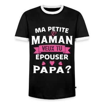 Ma Petite Maman Veux Tu Épouser Papa Cadeau Maman - T-shirt contrasté Homme - noir/blanc - Devant - AI Model Female 172 light (172cm) & AI Model Male 178 light (178cm)