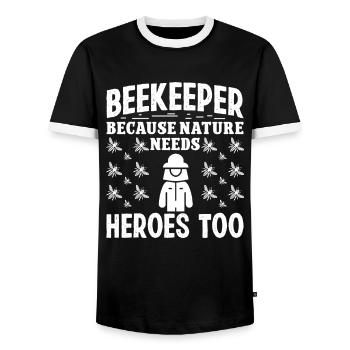 Apiculteur Apiculteur La nature a besoin de héros Apiculture - T-shirt contrasté Homme - noir/blanc - Devant - AI Model Female 172 light (172cm) & AI Model Male 178 light (178cm)