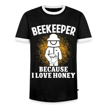 Beekeeper Beekeeper Because I Love Honey Bee Beekeeping - Men's Ringer Shirt - black/white - Front - AI Model Female 172 light (172cm) & AI Model Male 178 light (178cm)