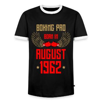 Boxing Boxing Boxer 1962 in August 60th birthday - Men's Ringer Shirt - black/white - Front - AI Model Female 172 light (172cm) & AI Model Male 178 light (178cm)
