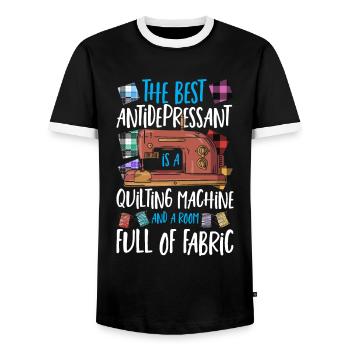 Le meilleur antidépresseur est une courtepointe - T-shirt contrasté Homme - noir/blanc - Devant - AI Model Female 172 light (172cm) & AI Model Male 178 light (178cm)