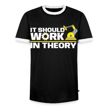It Should Work In Theory For Robotic Enginners - Männer Kontrast-T-Shirt - Schwarz/Weiß - Vorne - AI Model Female 172 light (172cm) & AI Model Male 178 light (178cm)