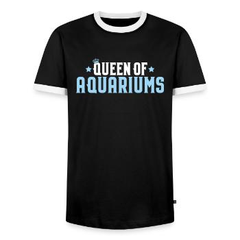 Aquaristics Aquarist Aquarium Fish Aquarist - Men's Ringer Shirt - black/white - Front - AI Model Female 172 light (172cm) & AI Model Male 178 light (178cm)