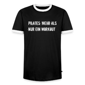 Pilates - Pilates: Mehr als nur ein Workout - Männer Kontrast-T-Shirt - Schwarz/Weiß - Vorne - AI Model Female 172 light (172cm) & AI Model Male 178 light (178cm)