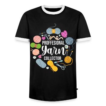 Tricoter Tricoter Fil Professionnel - T-shirt contrasté Homme - noir/blanc - Devant - AI Model Female 172 light (172cm) & AI Model Male 178 light (178cm)