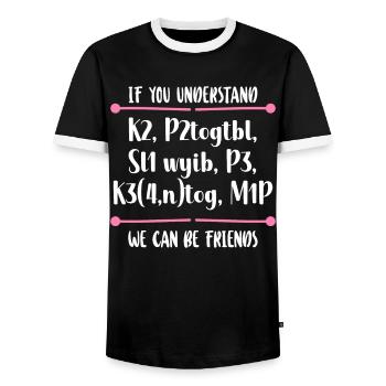 Knitting Knitter If You Understand - Men's Ringer Shirt - black/white - Front - AI Model Female 172 light (172cm) & AI Model Male 178 light (178cm)