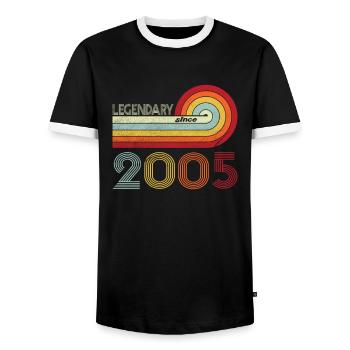 2005 Birthday Legendary since Vintage Rainbow - Men's Ringer Shirt - black/white - Front - AI Model Female 172 light (172cm) & AI Model Male 178 light (178cm)