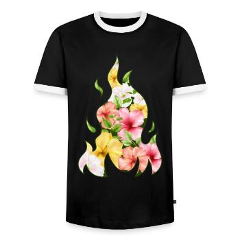Coconut Girl Aesthetic Hibiscus Flame - Männer Kontrast-T-Shirt - Schwarz/Weiß - Vorne - AI Model Female 172 light (172cm) & AI Model Male 178 light (178cm)