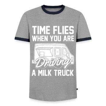 Lait de vache Humour Wagon de lait - T-shirt contrasté Homme - gris/marine  - Devant - AI Model Female 172 light (172cm) & AI Model Male 178 light (178cm)