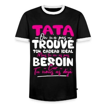 Tata on n'a pas trouvé ton cadeau - T-shirt contrasté Homme - noir/blanc - Devant - AI Model Female 172 light (172cm) & AI Model Male 178 light (178cm)